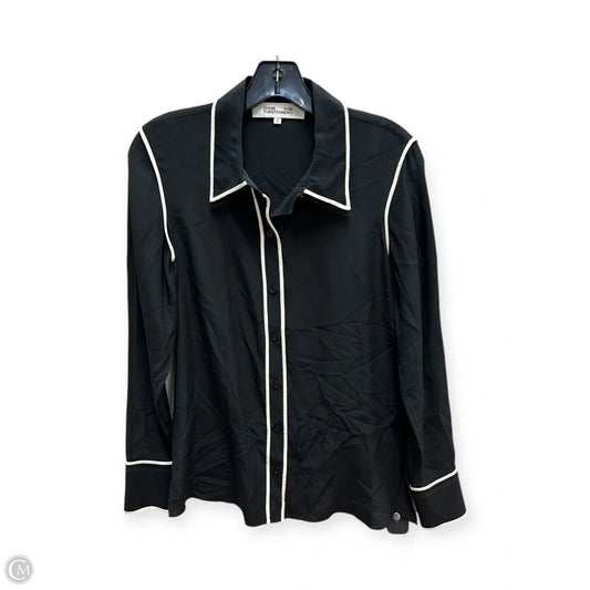Top Long Sleeve Designer By Diane Von Furstenberg In Black & White, Size: 2