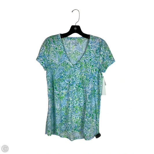 Top Short Sleeve Designer By Lilly Pulitzer In Blue & Green, Size: Xs
