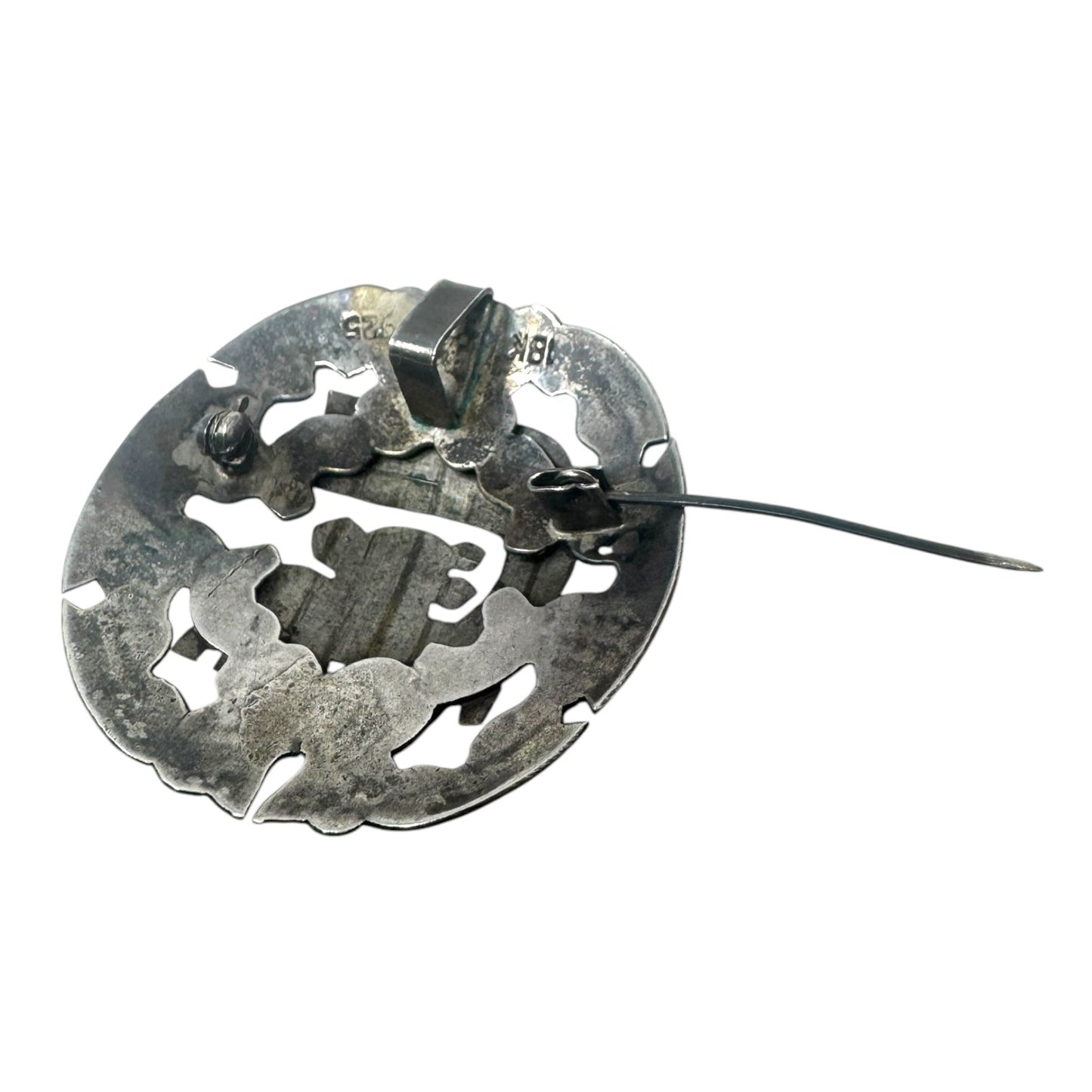 18K Gold & Sterling Silver Peruvian Incan Mayan Brooch Pin/Pendant