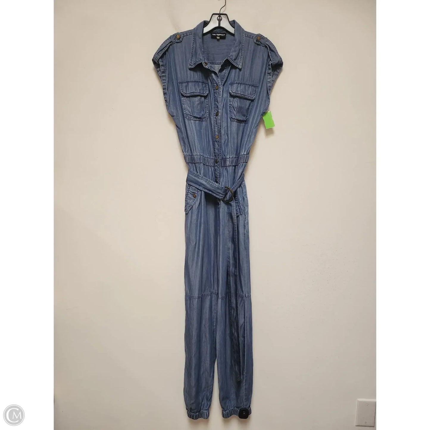 Jumpsuit Designer By Karl Lagerfeld In Blue, Size: M