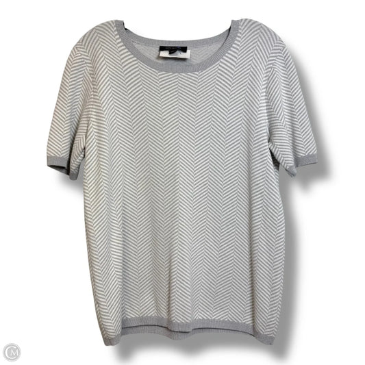Top Short Sleeve By Ann Taylor In Grey & White, Size: L