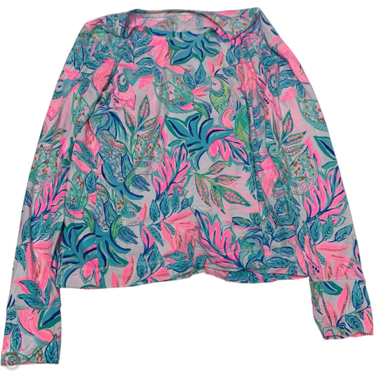 Top Long Sleeve Designer By Lilly Pulitzer In Blue & Pink, Size: M