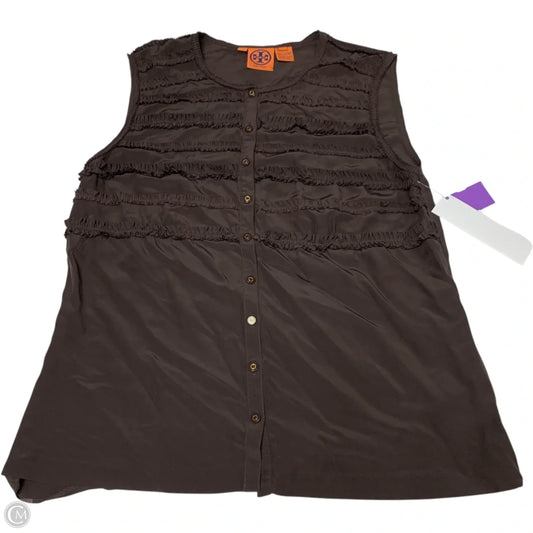 Top Sleeveless Designer By Tory Burch In Brown, Size: 14
