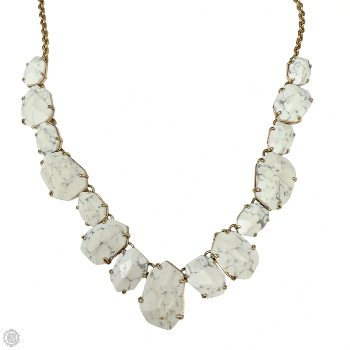 12k Gold-Plated Faceted Stone Frontal Necklace Designer By Kate Spade