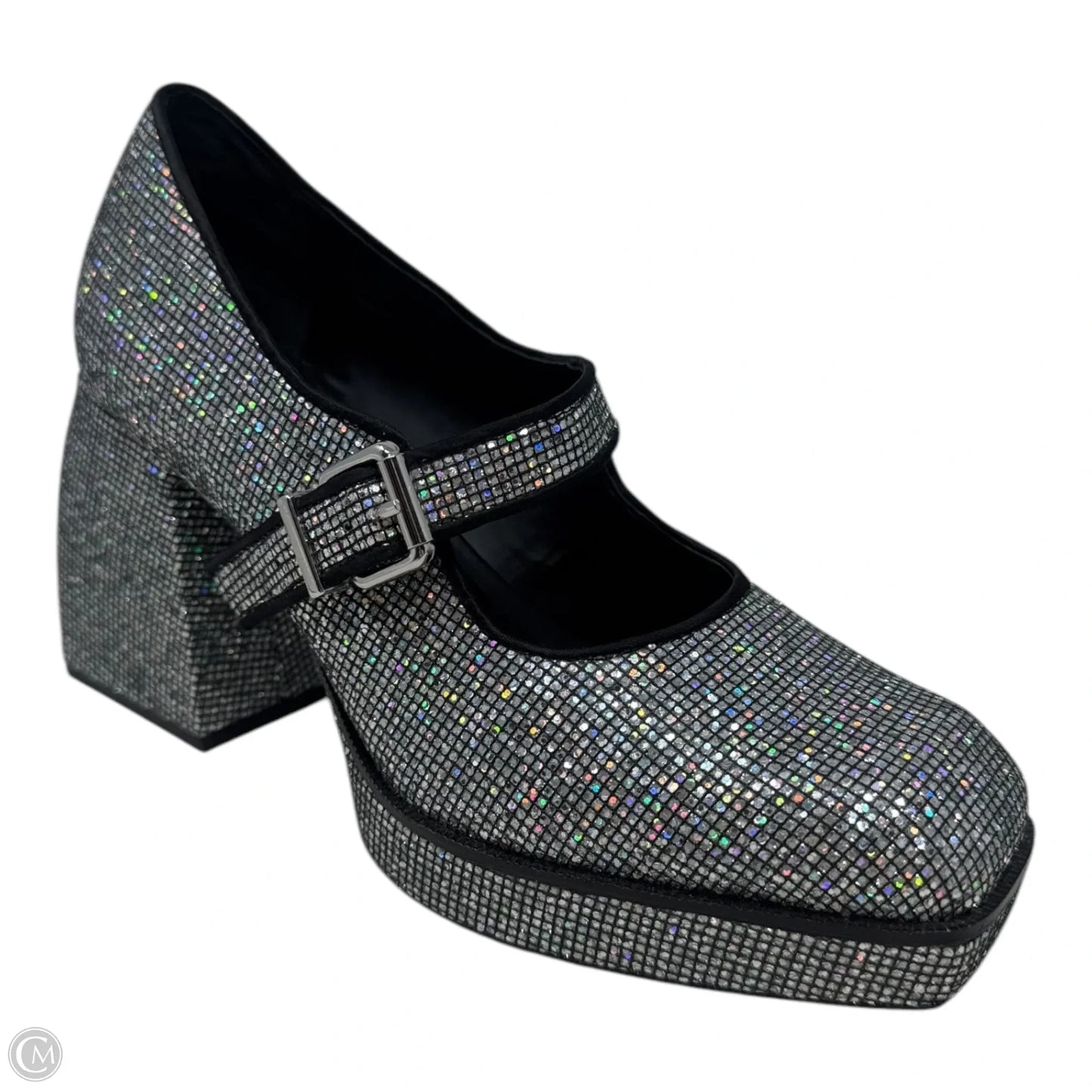 2-Night Glitter Platform Mary Jane Pumps By Gianni Bini In Silver, Size: 7.5