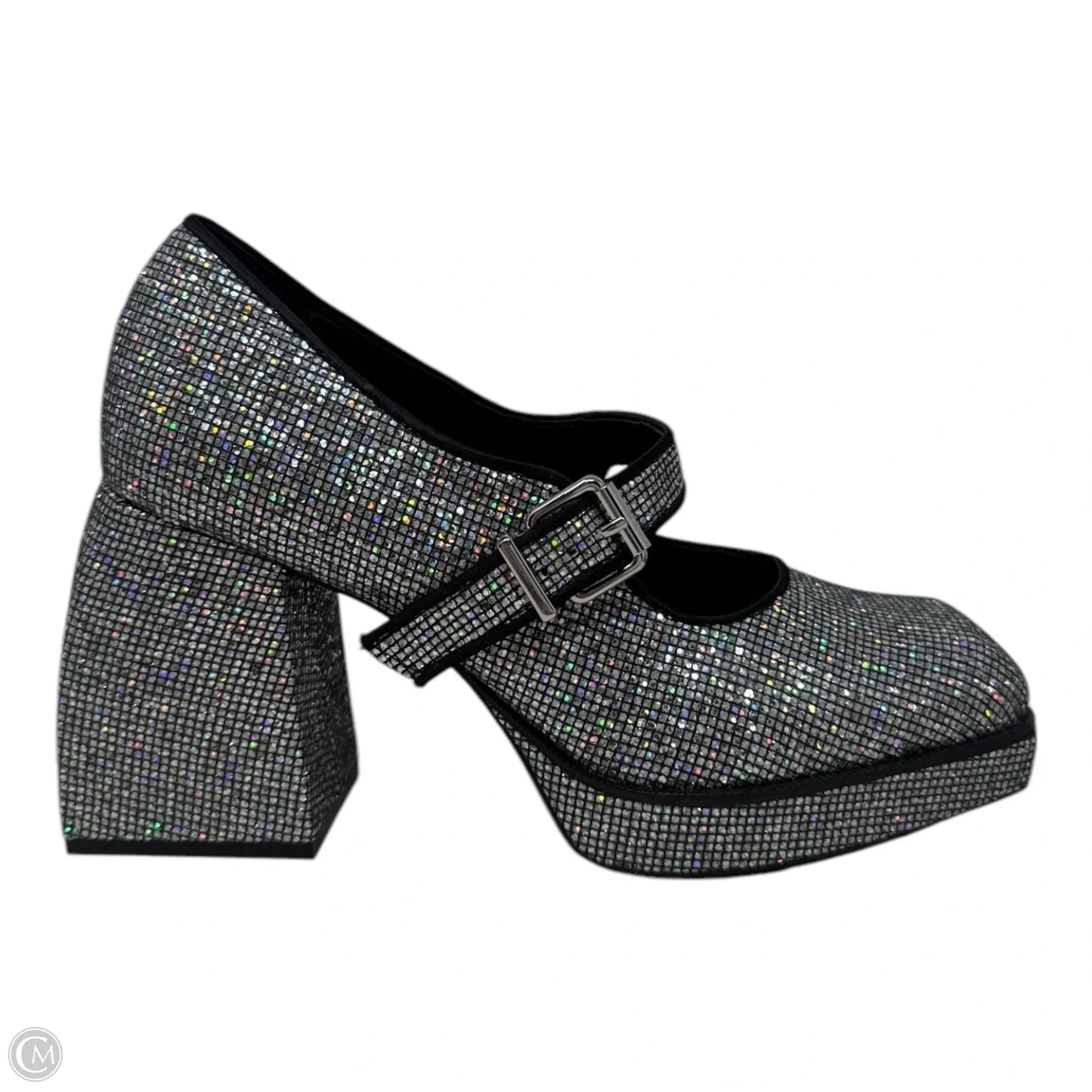 2-Night Glitter Platform Mary Jane Pumps By Gianni Bini In Silver, Size: 7.5