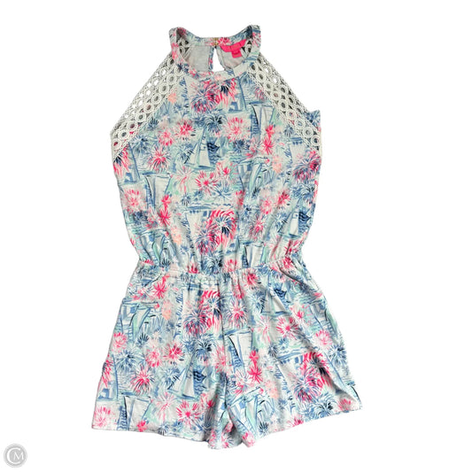 Romper Designer By Lilly Pulitzer In Blue & Pink, Size: S