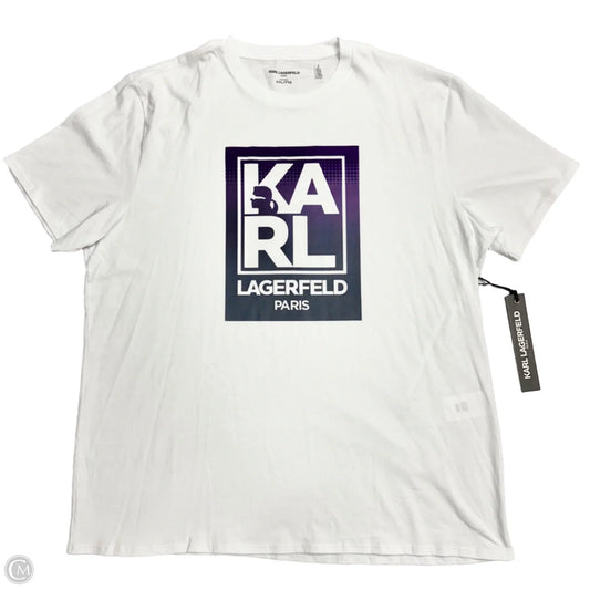 Top Short Sleeve Designer By Karl Lagerfeld In Purple & White, Size: 2x