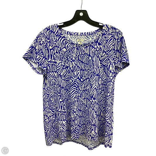 Top Short Sleeve Designer By Lilly Pulitzer In Blue, Size: L