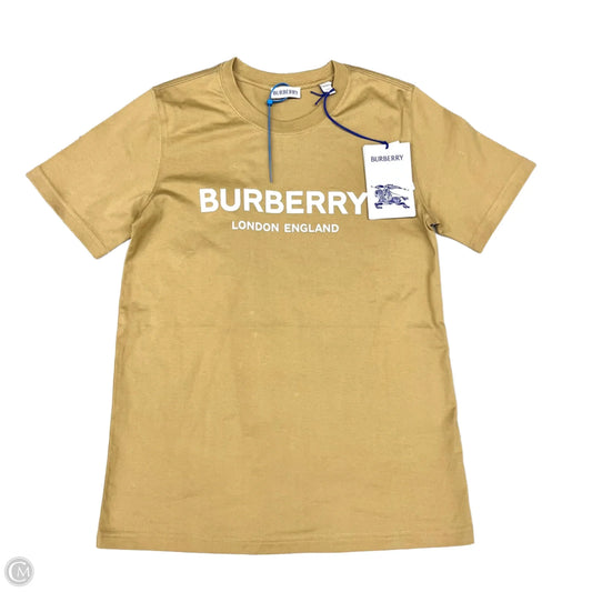 Top Short Sleeve Luxury Designer By Burberry In Tan, Size: Xxs