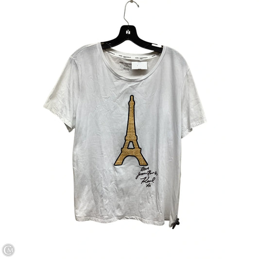 Top Short Sleeve Designer By Karl Lagerfeld In White, Size: Xl