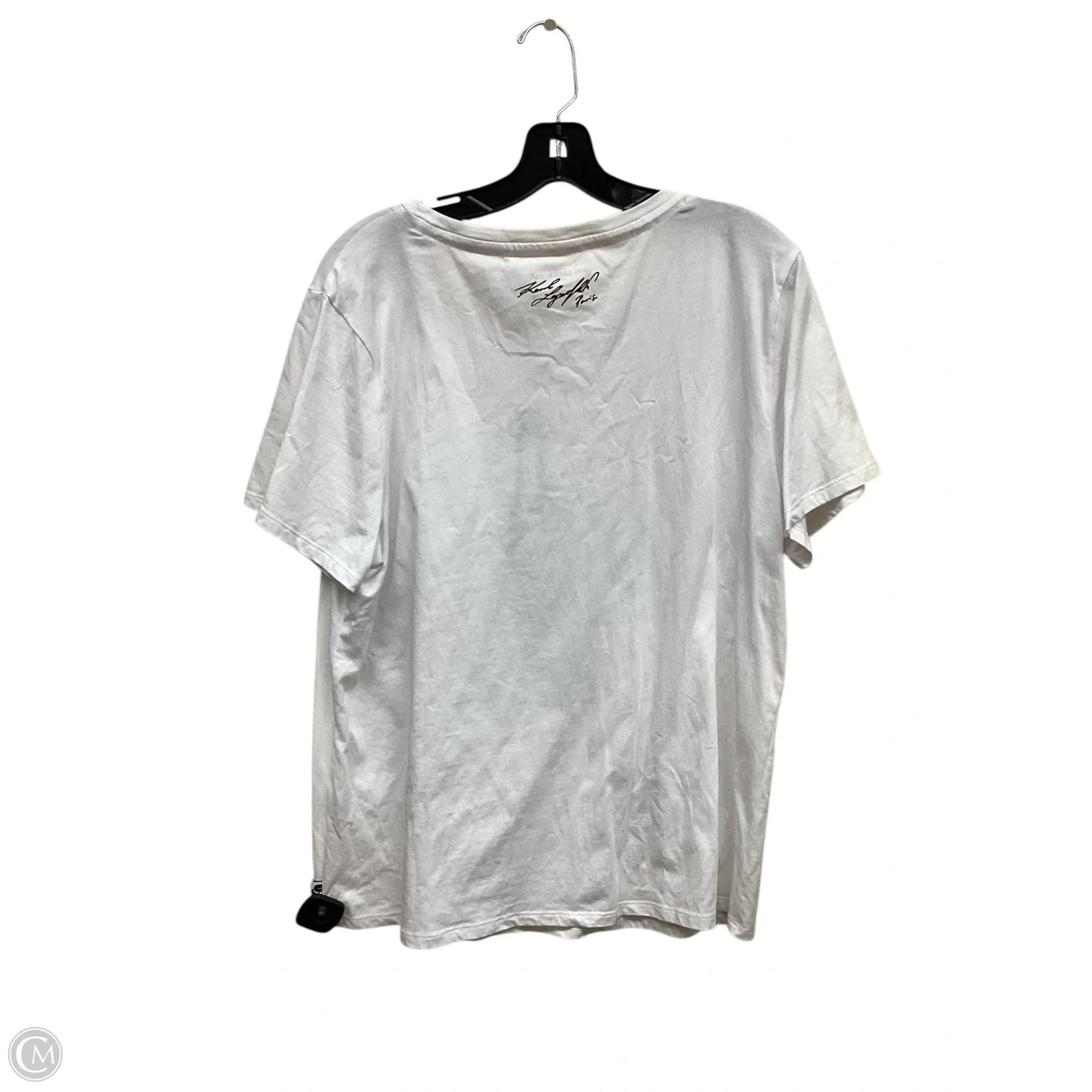 Top Short Sleeve Designer By Karl Lagerfeld In White, Size: Xl