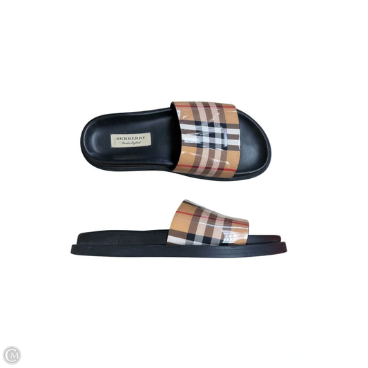 Sandals Luxury Designer By Burberry In Plaid Pattern