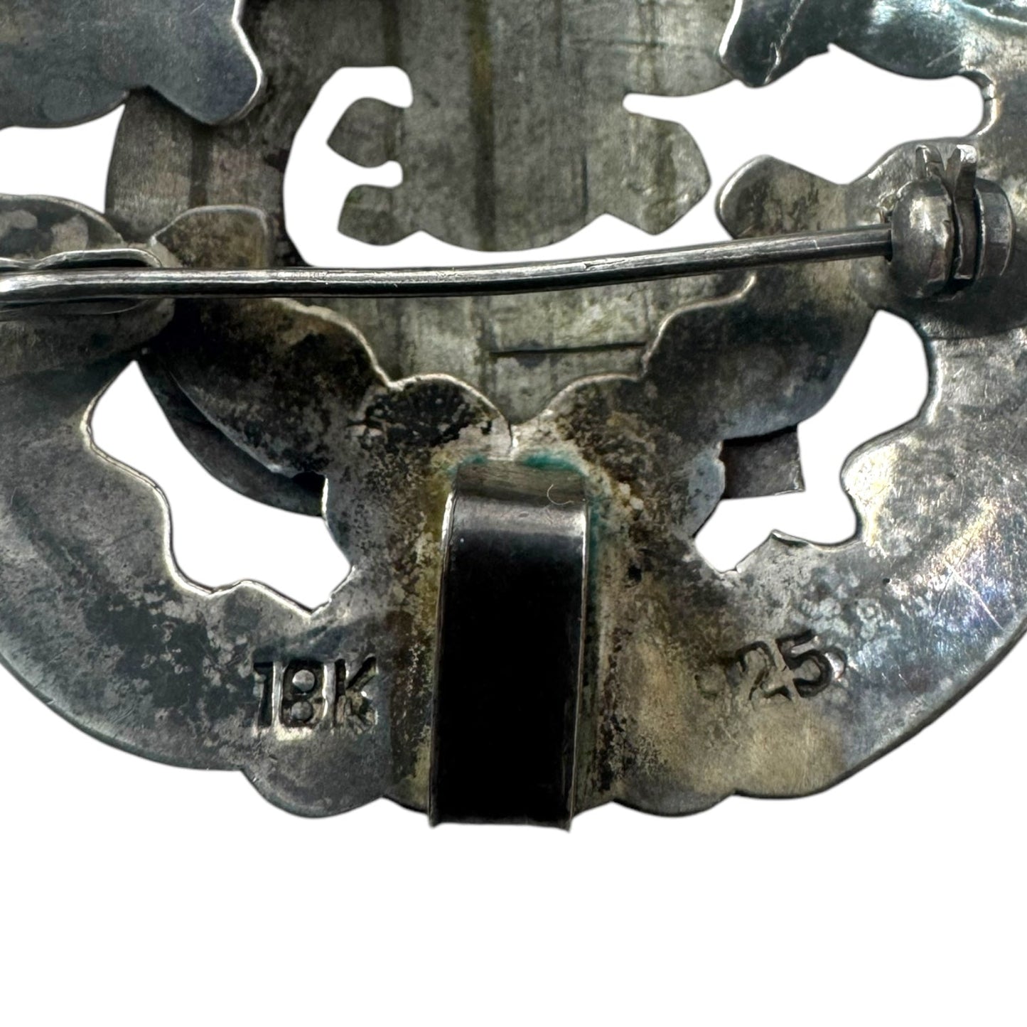 18K Gold & Sterling Silver Peruvian Incan Mayan Brooch Pin/Pendant