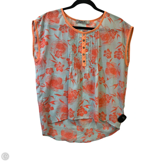 Top Short Sleeve Designer By Chloe K In Grey & Orange, Size: S