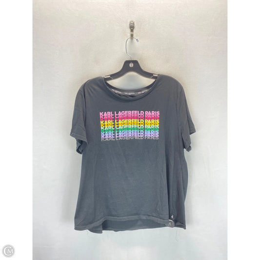 Top Short Sleeve Designer By Karl Lagerfeld In Black, Size: Xl
