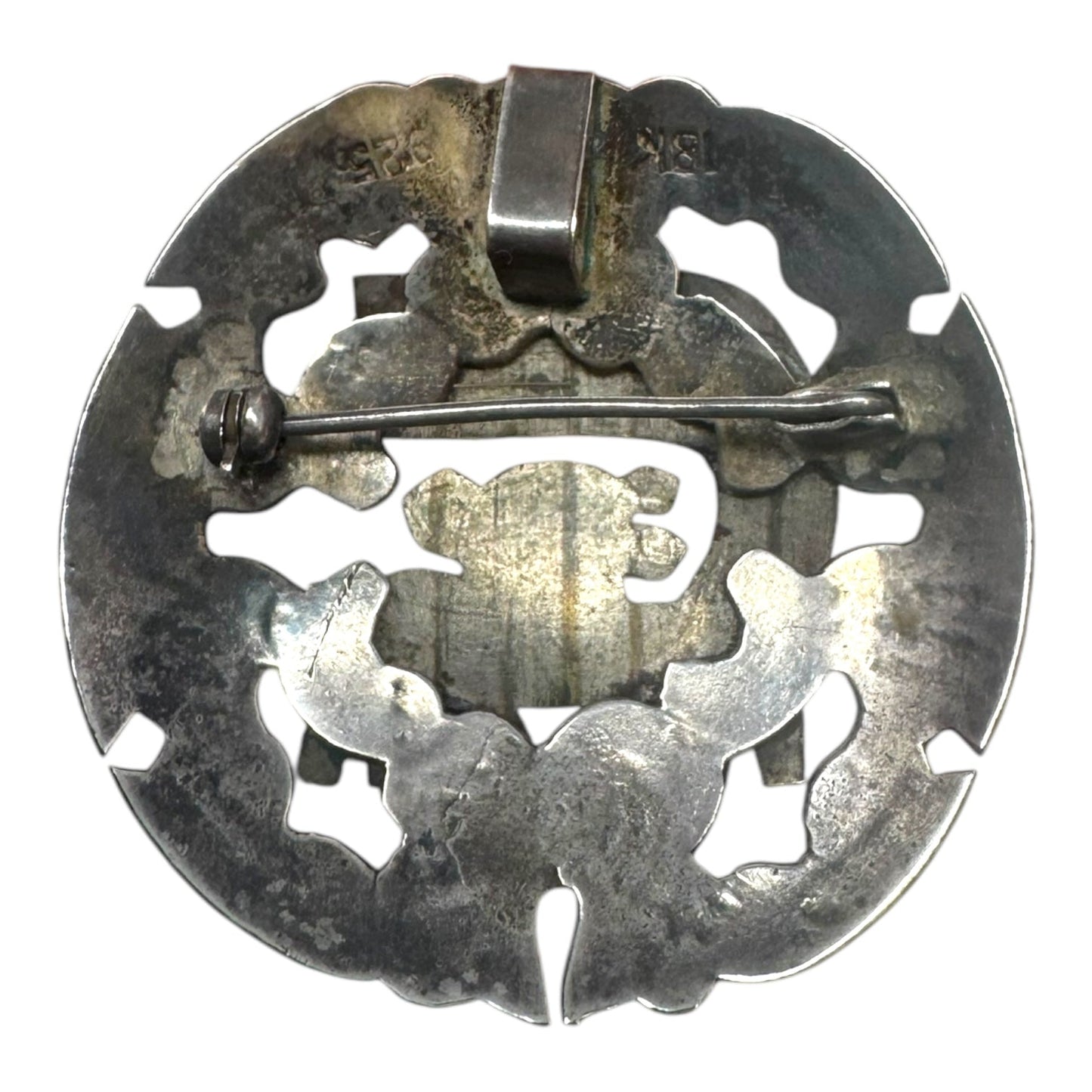 18K Gold & Sterling Silver Peruvian Incan Mayan Brooch Pin/Pendant